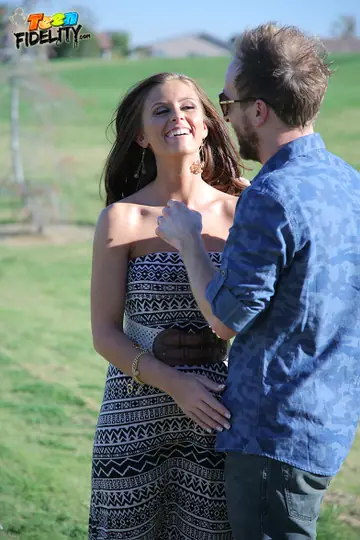 Whitney Westgate – Slim Brunette with Big Tits Sucks Cock and Takes a Facial Outdoors
