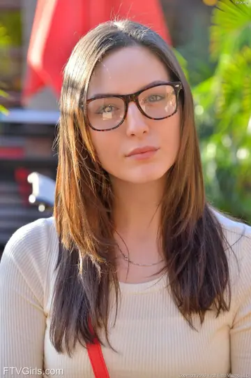 Brunette with Glasses Strips Nude and Spreads Her Pussy in Public