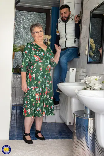 European MILF in Glasses Sucks Cock and Spreads in the Bathroom