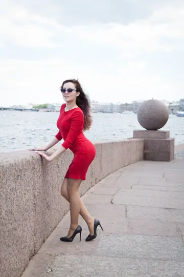 Ksenia Yankovskaya – Brunette in Stockings and a Skirt Strips and Shows Her Hairy Pussy