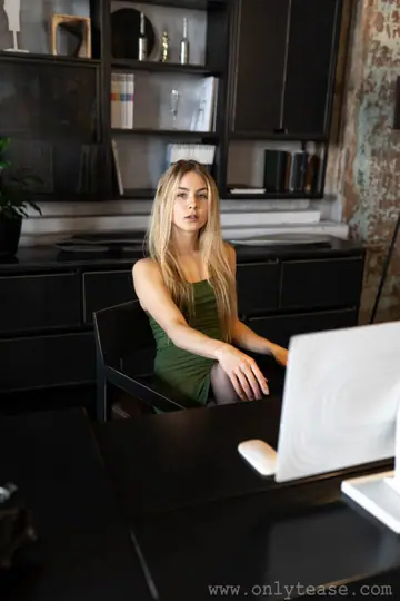 Alecia Fox – Petite Blonde Russian in Pantyhose Spreads in the Kitchen and Office