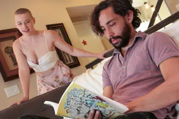 Riley Nixon – PAWG Redhead Kneels for a Threesome with Two Men