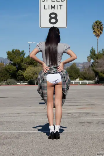 Megan Salinas – Slim Latina Brunette Flashes Her Big Tits and Spreads in Public