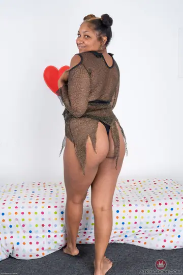 Hairy Ebony Babe Undresses and Spreads Her Thick Ass and Pussy