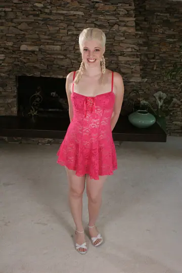 Charlotte Stokely – Petite Blonde in a Dress Gets Fucked Doggy Style