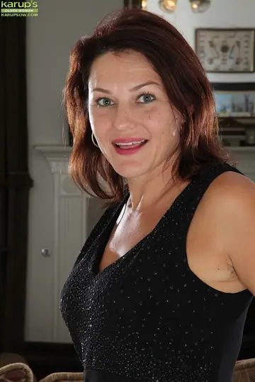 Ava Austin – Busty Brunette MILF in Lingerie, Stockings and a Skirt Spreads Her Hairy Pussy
