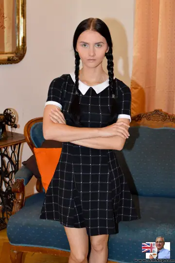 Crystal Greenvelle – Busty European Brunette in Pigtails Strips Off Her Skirt and Spreads