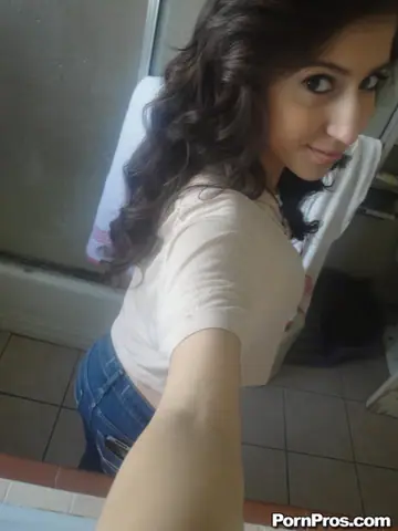 April ONeil – Busty Latina in Panties Spreads for Mirror Selfies