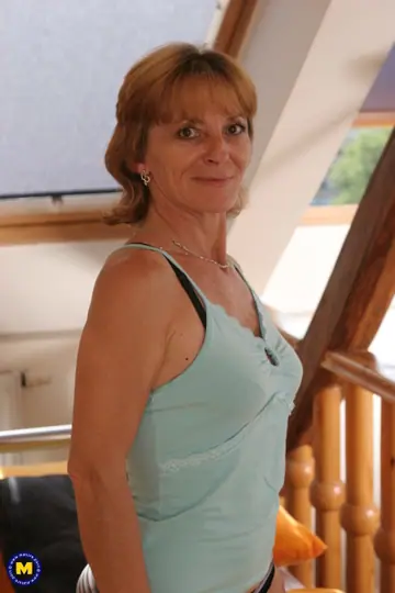 Thick European MILF Takes a Glass Dildo in Her Panties
