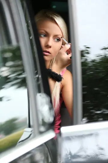Pinky June – Blonde in a Skirt Shows Her Nude Body Outdoors