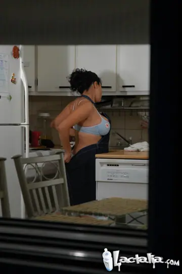 Thick Pregnant Latina MILF Strips Out of Her Lingerie in the Kitchen