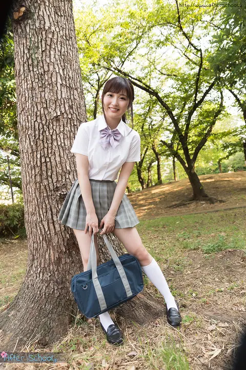 Maria Wakatsuki: Skinny Asian Brunette Lifts Her Uniform Skirt Outdoors – photo 3 of 16