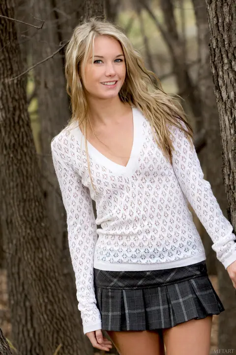 Canadian Blonde Strips Out of Her Skirt in the Forest – photo 1 of 20
