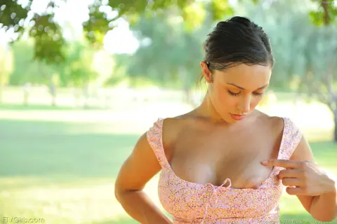 Danielle Delaunay: Latina With Big Tits Spreads Her Legs Outdoors in Panties – photo 15 of 20