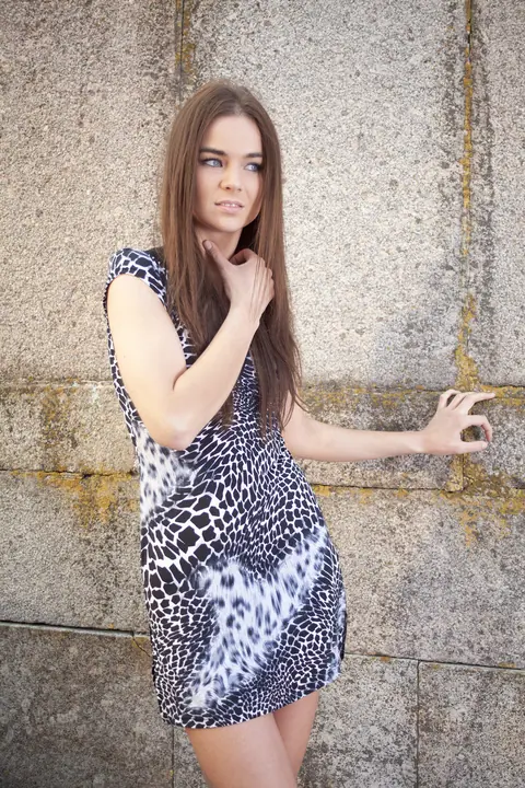 Petite Brunette Strips Nude on Public Steps – photo 3 of 21