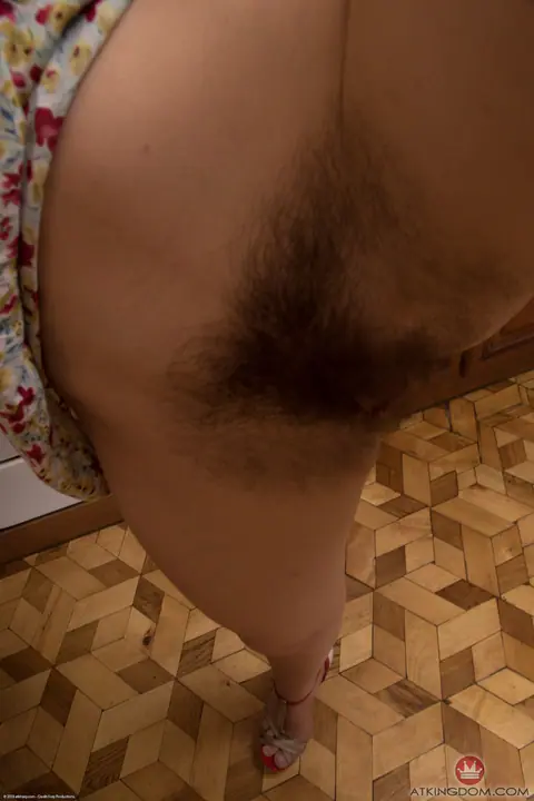 Dea Jehtor: Ukrainian Brunette Bares Her Hairy Bush on the Kitchen Counter – photo 7 of 21