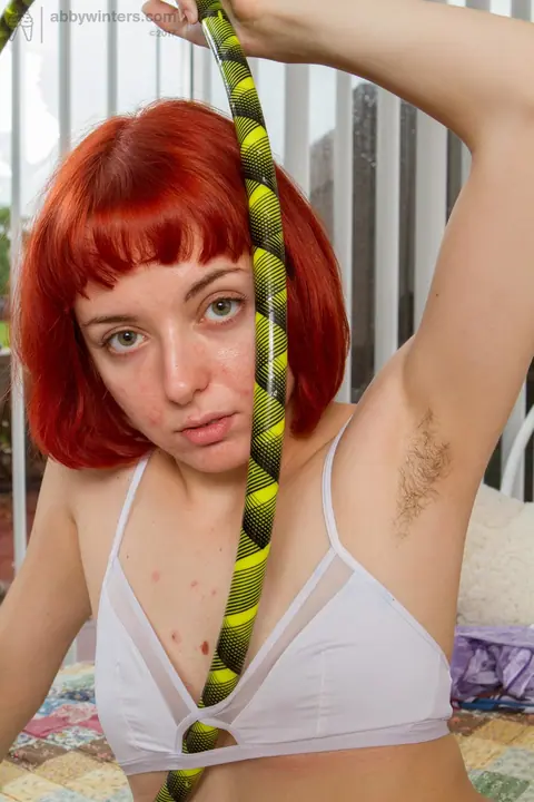 Redhead Undresses and Fingers Her Hairy Pussy and Ass with a Dildo – photo 5 of 17