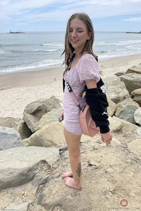 Macy Meadows: Blonde Hairy Babe Spreads in Her Skirt on the Beach – photo 18 of 20