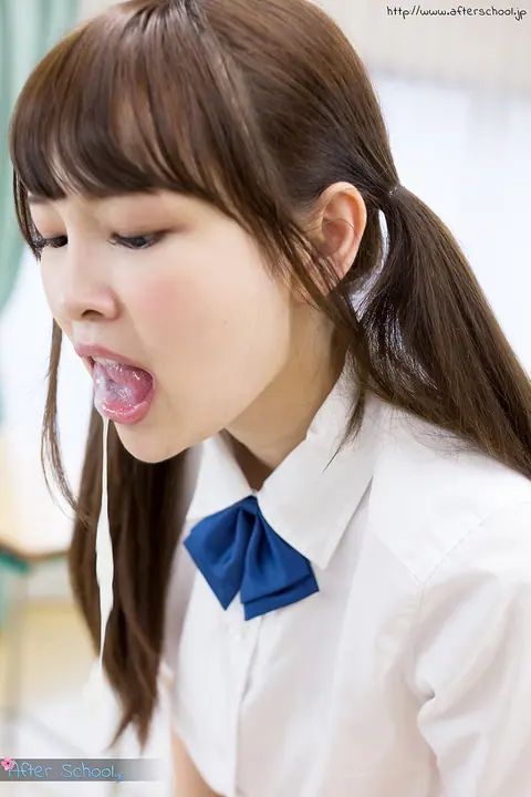 Shuri Atomi: Slim Asian Woman in Pigtails Sucks Cock and Takes Cum in Mouth – photo 14 of 16