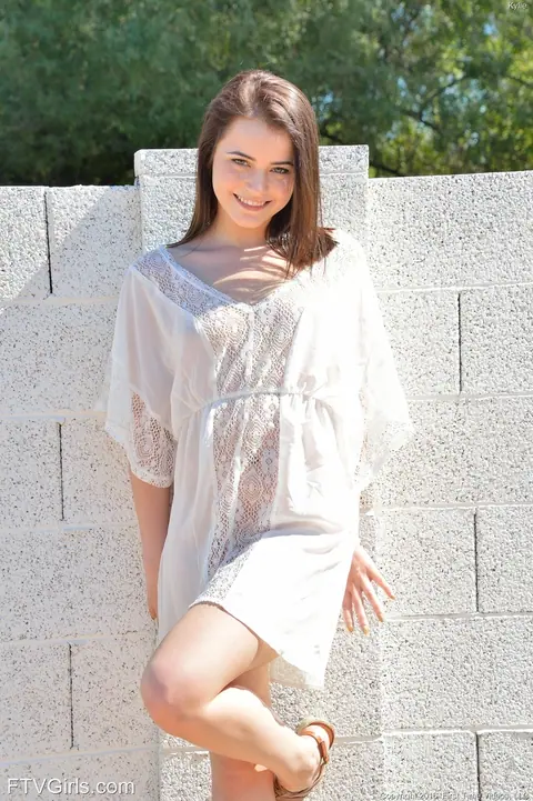 Kylie Quinn: Petite Brunette in Socks Strips Outdoors to Reveal Her Body – photo 12 of 20
