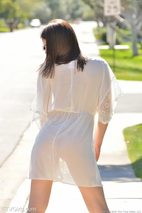 Kylie Quinn: Petite Brunette in Socks Strips Outdoors to Reveal Her Body – photo 2 of 20
