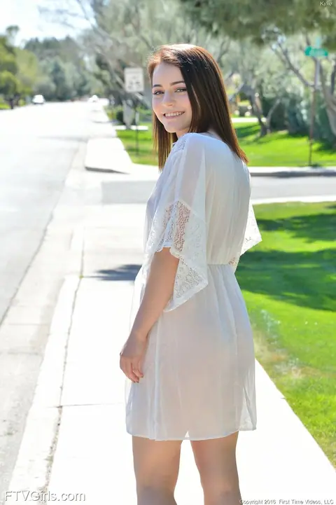 Kylie Quinn: Petite Brunette in Socks Strips Outdoors to Reveal Her Body – photo 6 of 20