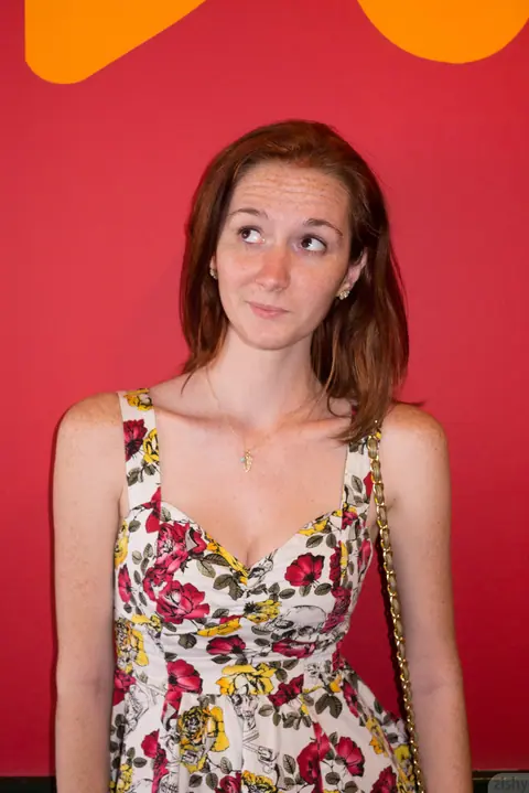 Dee Dee Lynn: Slim Pale Redhead Flashes Her Big Tits in Red Panties Outdoors – photo 11 of 11