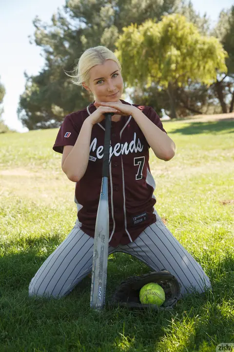 Morgan Attwood: Blonde PAWG Flashes Her Big Ass in Softball Uniform and Socks – photo 2 of 11