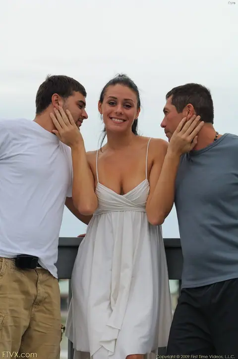 Tall Brunette Has a Threesome Outdoors in High Heels – photo 11 of 20