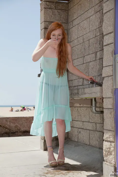 Bree Abernathy: Redhead in Glasses Walks Outdoors in a See-Through Dress – photo 4 of 11