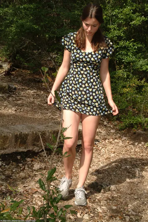 Amateur Brunette in Pigtails Undresses Outdoors and Spreads – photo 6 of 20