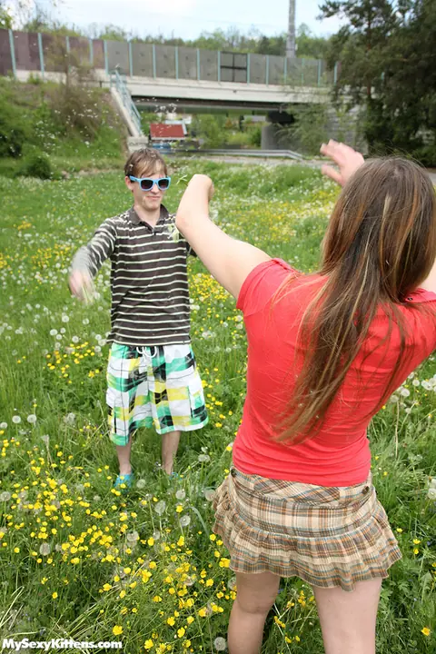 Bella E: Blonde in a Skirt Sucks and Fucks Outdoors for Cum in Pussy – photo 2 of 15
