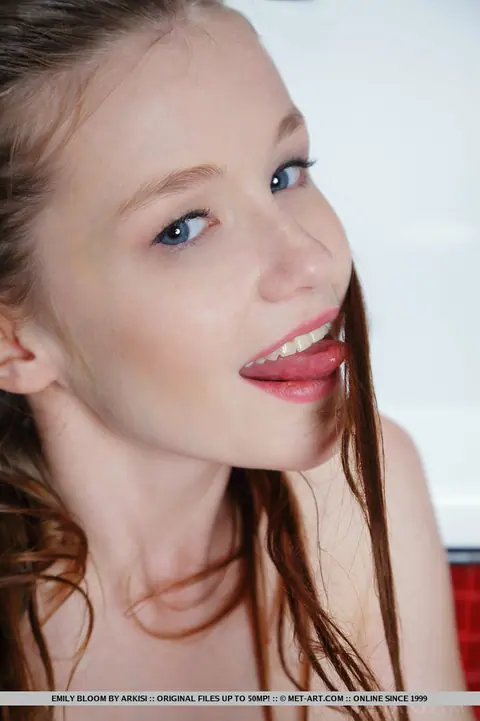 Emily Bloom: Busty Brunette Spreads Her Shaved Pussy in the Bath – photo 8 of 18