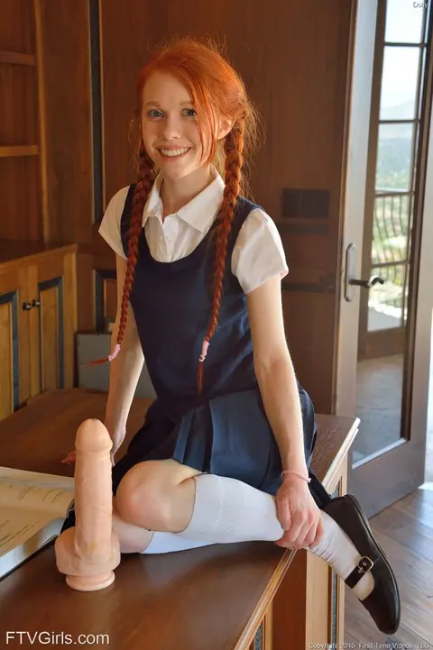 Redhead in Stockings Spreads for a Dildo and Fucks Herself – photo 6 of 20