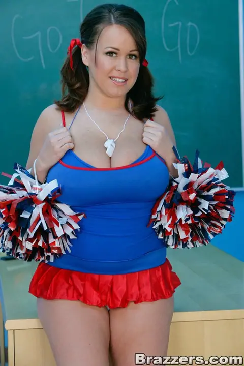 Brandy Talore: Busty Brunette in Uniform Skirt Spreads Her Pussy – photo 5 of 21