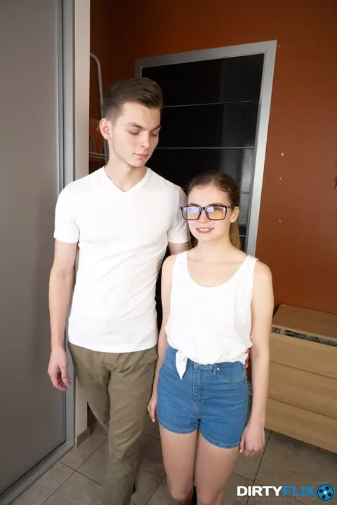 Bella Gray: Petite Russian Brunette in Glasses Sucks Cock and Rides for a Facial – photo 6 of 20