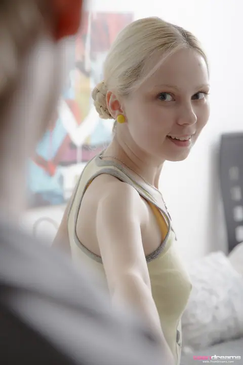 Mirta: Petite Russian Blonde Rides Her Partner in the Bedroom – photo 1 of 20