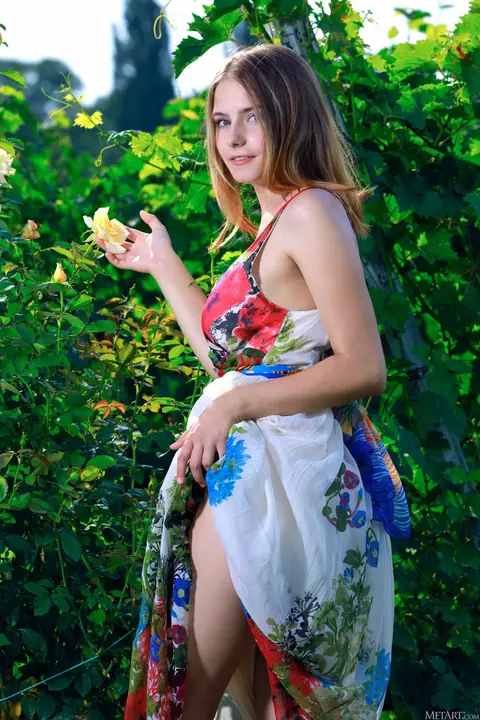 Dakota Pink: Busty Russian Brunette Strips Out of Her Dress Outdoors – photo 1 of 20
