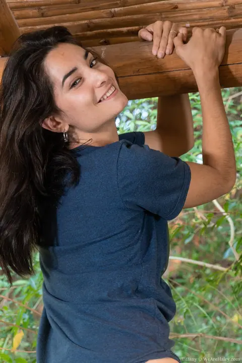 Brunette Reveals Her Hairy Pussy Outdoors in Panties – photo 3 of 20
