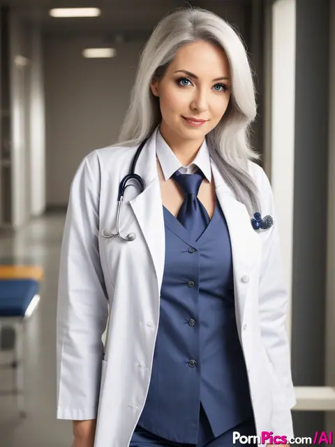 AI-Generated Blonde with Big Tits Spreads in Doctor Uniform – photo 9 of 10