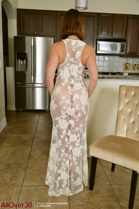 Carissa Dumonde: Short-Haired Brunette MILF Masturbates in the Kitchen – photo 2 of 20