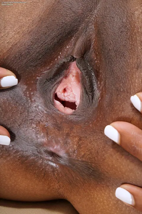 Demi Sutra: Petite Ebony Brunette in Lingerie and Heels Spreads Her Shaved Pussy – photo 16 of 20