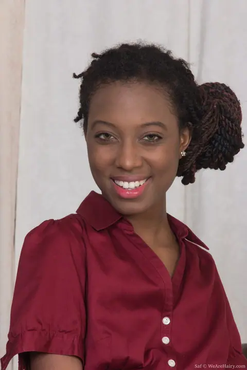 Slim Ebony Woman Spreads Her Hairy Pussy in the Office – photo 1 of 16