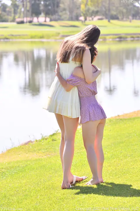 Mira Monroe: Petite Lesbians Strip Outdoors and Lick Pussy in the Sunlight – photo 3 of 20
