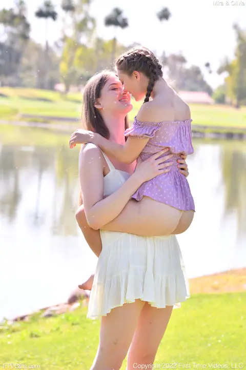 Mira Monroe: Petite Lesbians Strip Outdoors and Lick Pussy in the Sunlight – photo 5 of 20