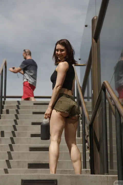Tiffany Crystal: Brunette Strips Out of Her Shorts and Panties Outdoors – photo 5 of 10