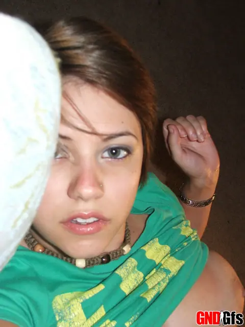 Short-Haired Amateur Shows Her Big Natural Tits in Selfies – photo 10 of 12