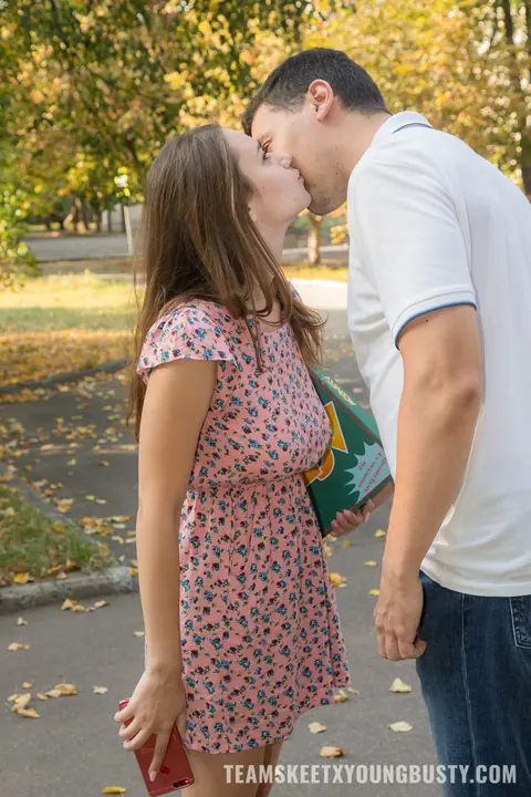 Kecy Hill: Petite Russian Brunette in a Skirt Joins Outdoor Threesome – photo 1 of 20