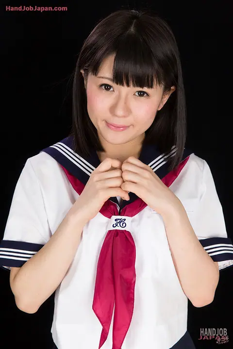 Mai Araki: Japanese Brunette in Uniform Jerks Partner to Cumshot – photo 1 of 16