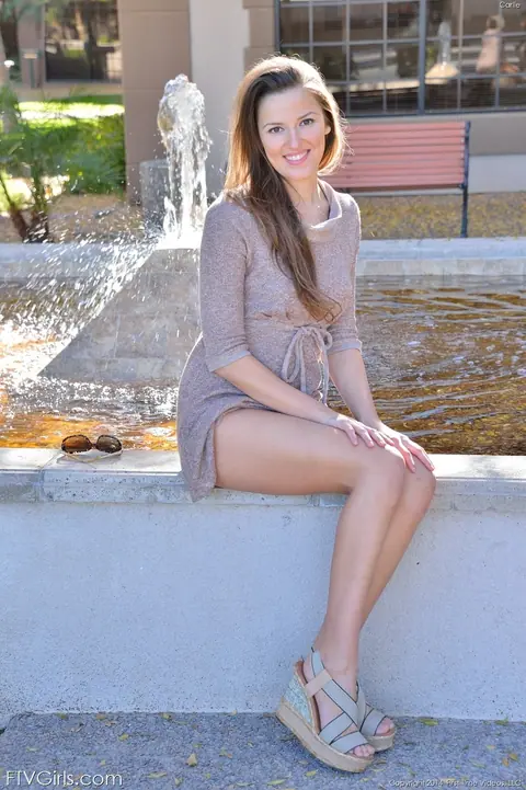 Coco Rose: Brunette Strips Out of Her Skirt and Masturbates with a Dildo Outdoors – photo 11 of 20